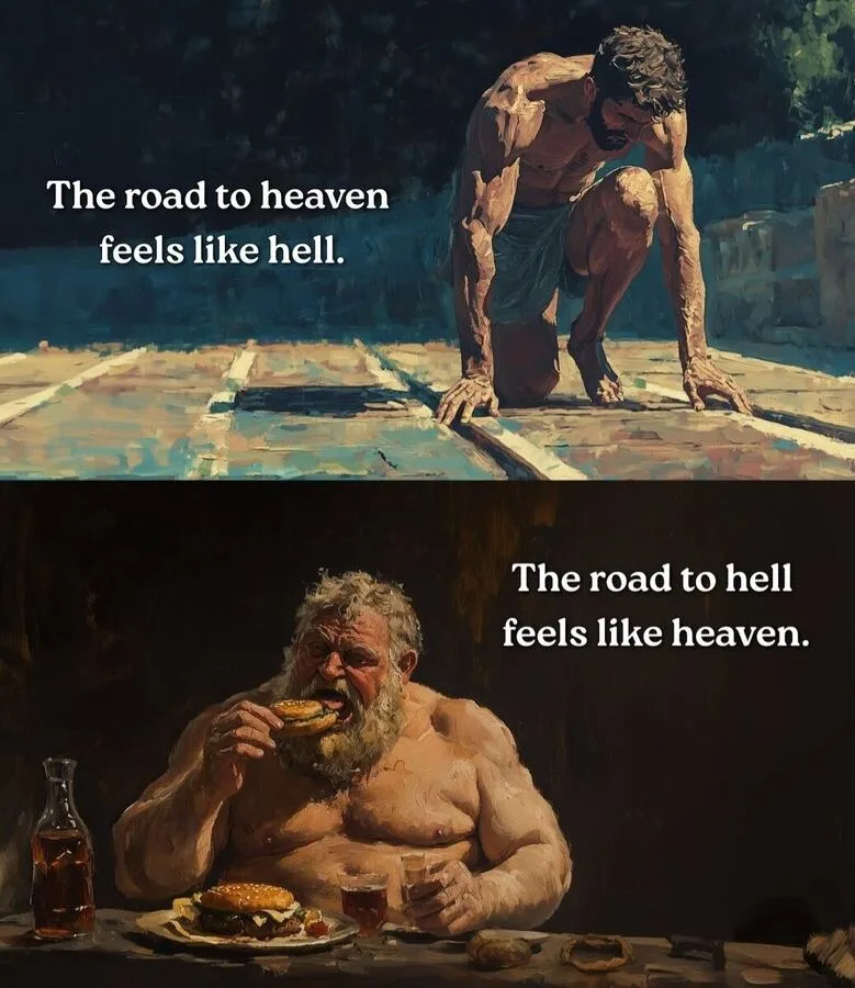 The road to heaven feels like hell. The road to hell feels like heaven.